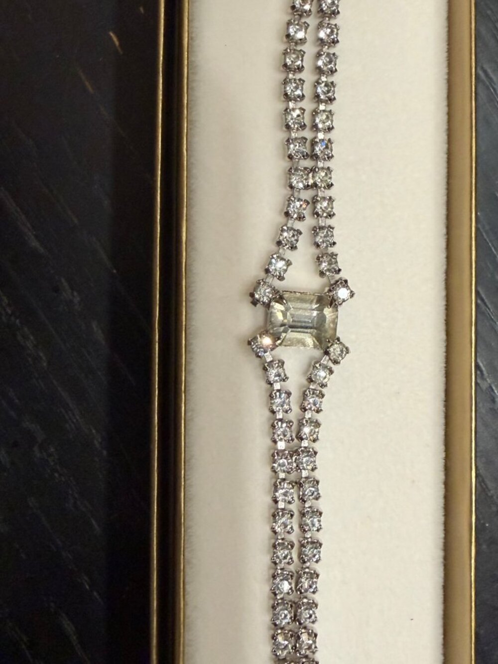Vintage Signed Kramer Double Row Rhinestone Bracelet